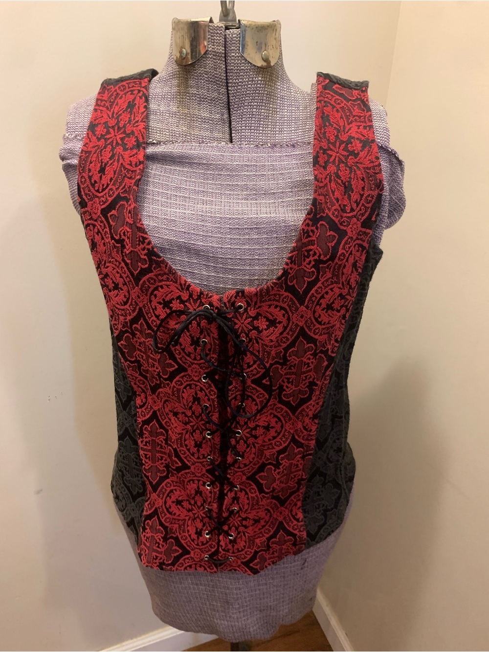 Sacred Threads Red & Black Jacquard Lace-Up Corset
